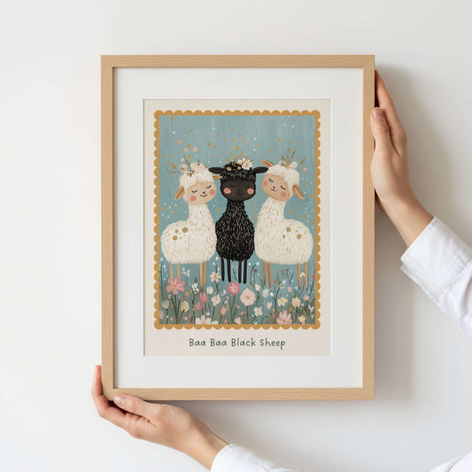 Baa baa Black Sheep Nursery Rhyme Print | Unframed