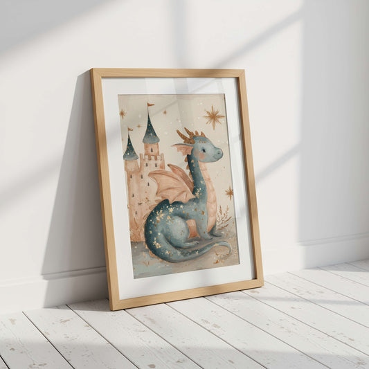 Castle Guardian Baby Dragon Print | Unframed