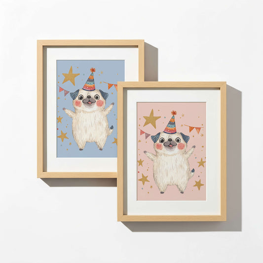 Pug Puppy Wall Art Print | Unframed