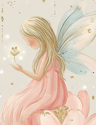 Rose Flower Fairy Quote Wall Art Set of 3 | Unframed