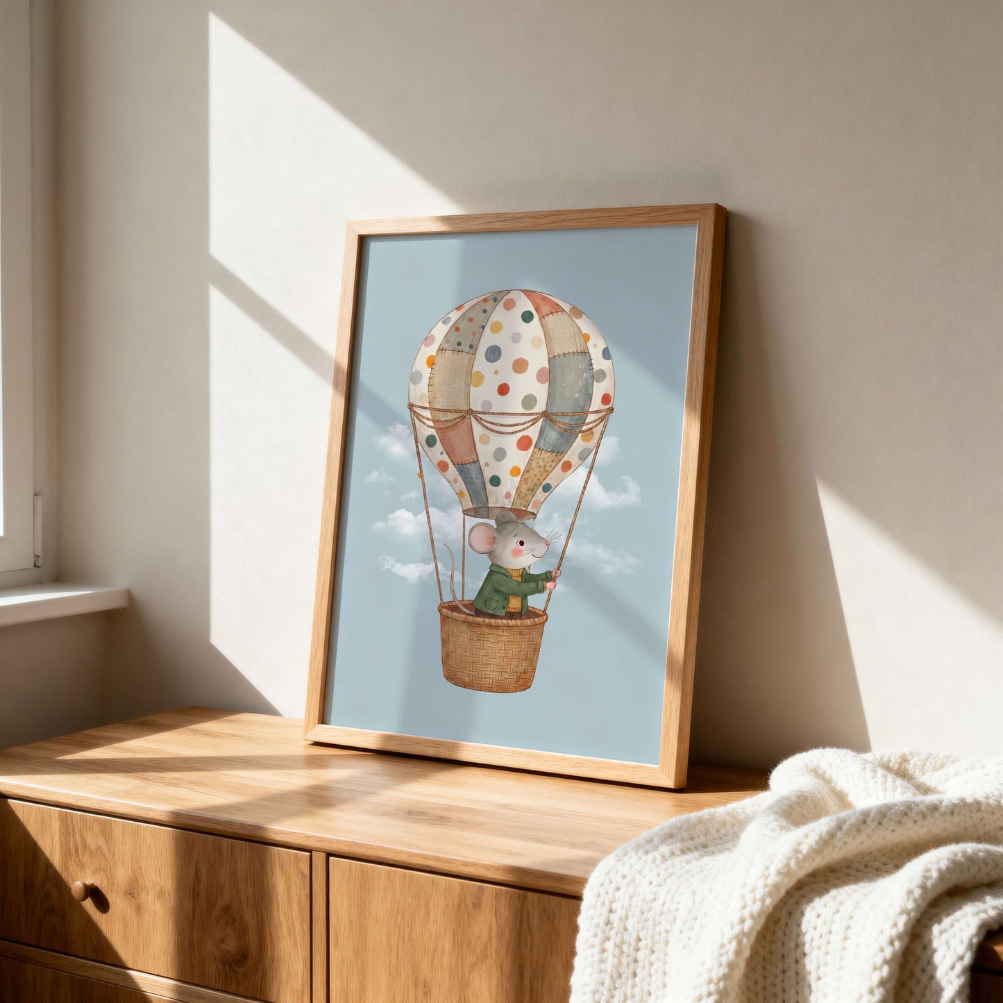 Hot Air Balloon Mouse Print | Unframed