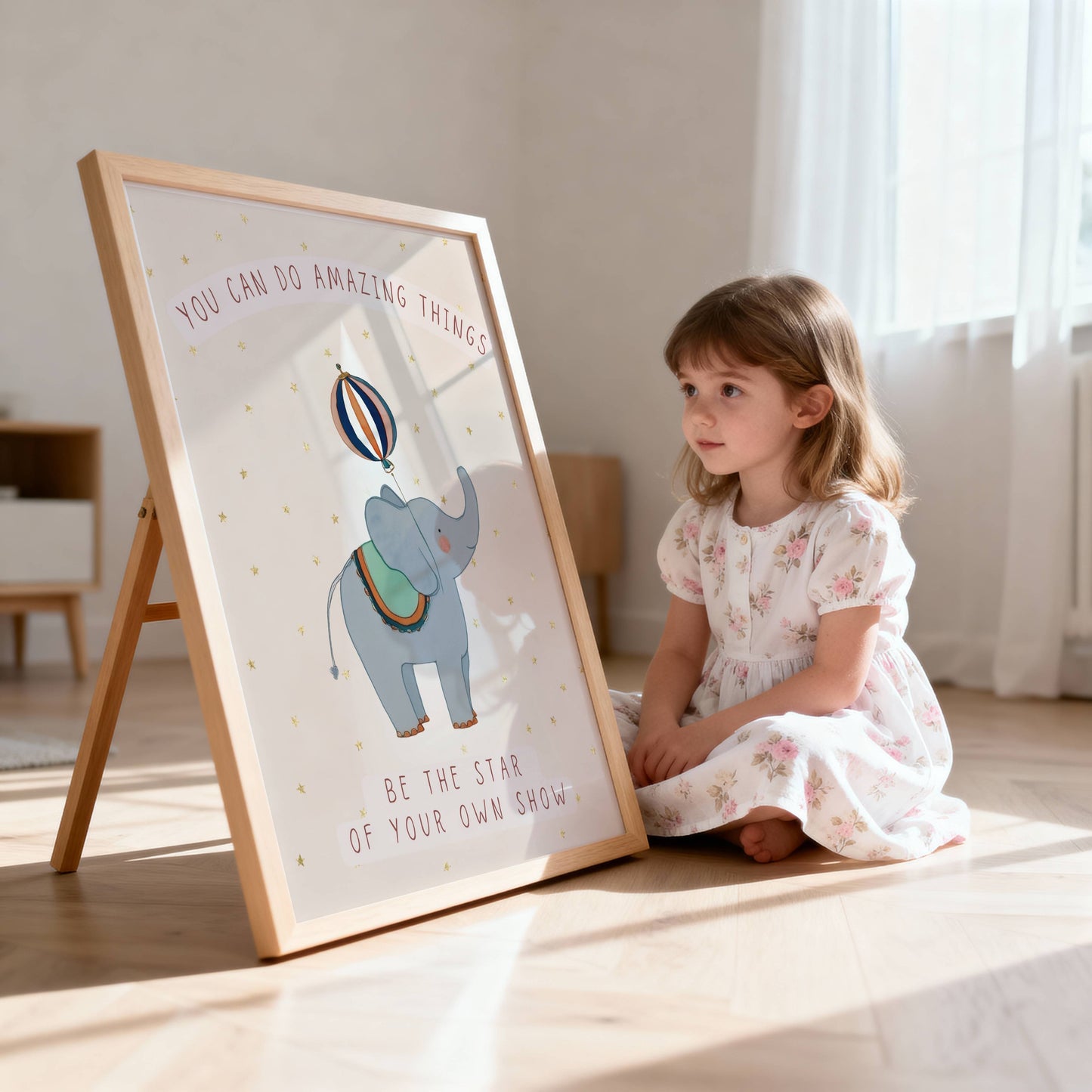 Personalised Sibling Pink Circus Wall Art Set of 3 | Unframed