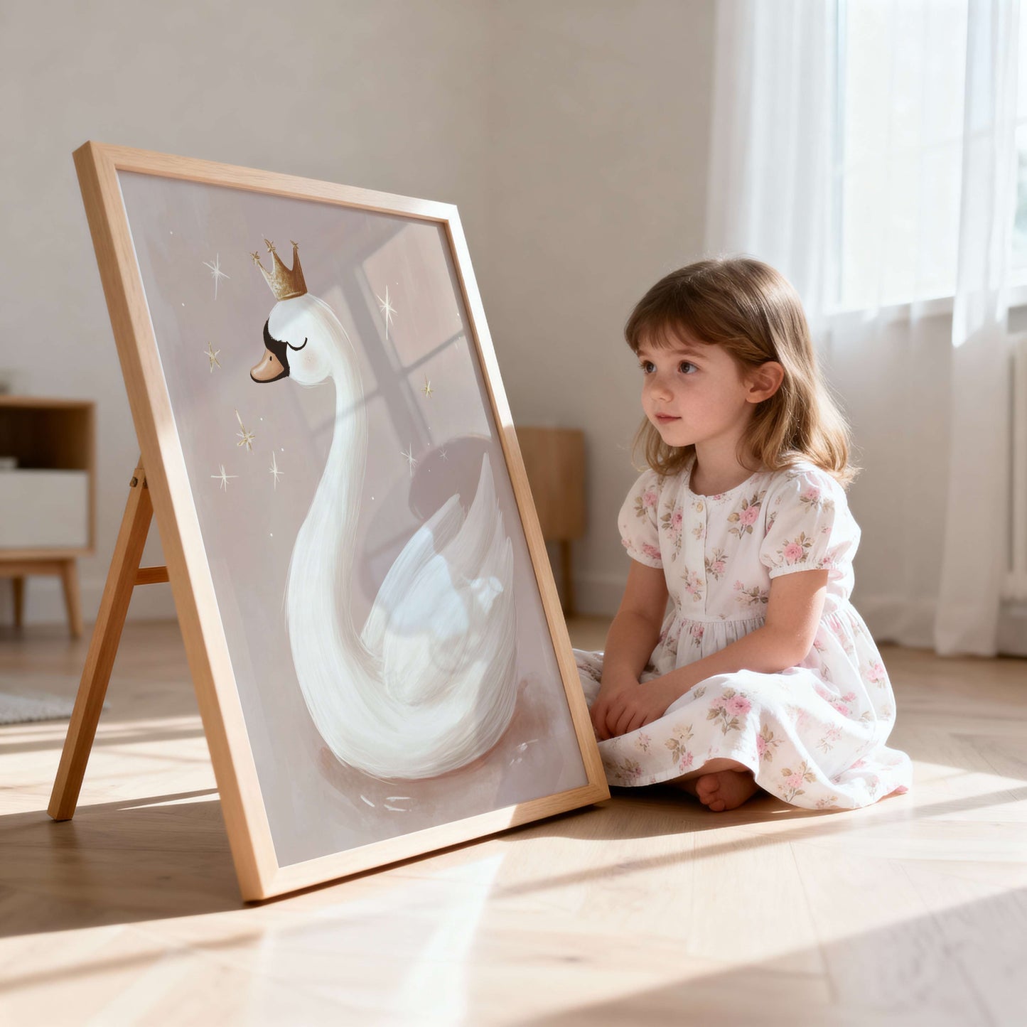 Crowned Swan Wall Art Print | Unframed