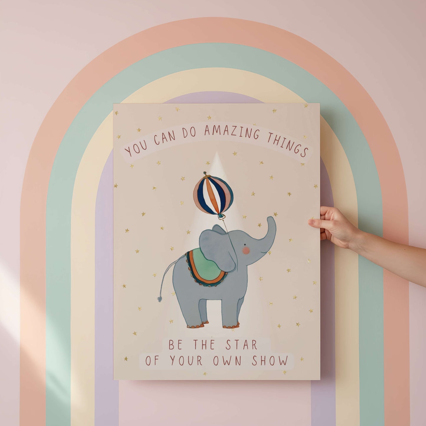 Personalised Sibling Pink Circus Wall Art Set of 3 | Unframed