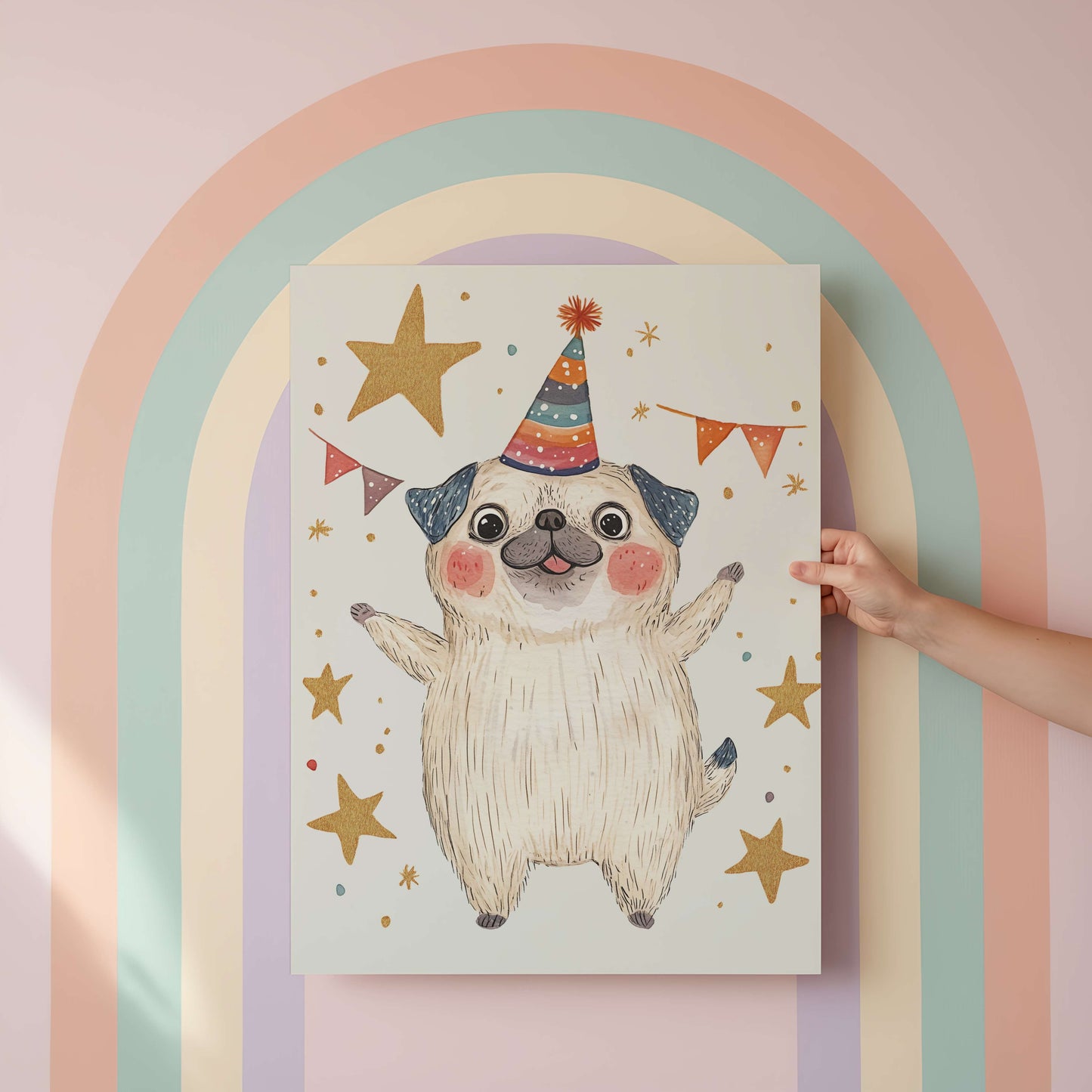 Pug Puppy Wall Art Print | Unframed
