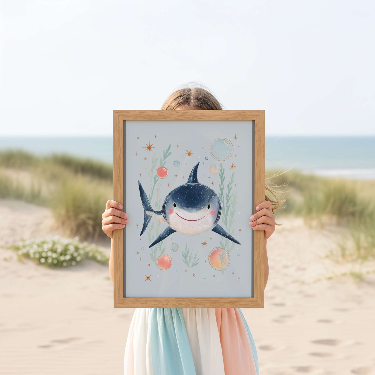 Friendly Shark Print | Unframed