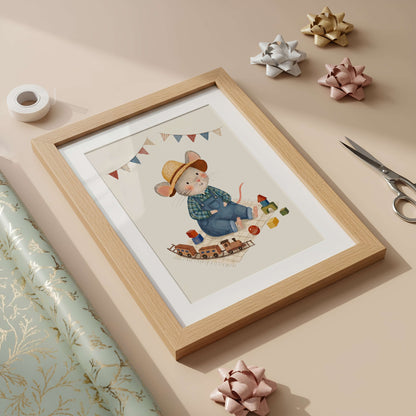 Little Builder Mouse Print | Unframed