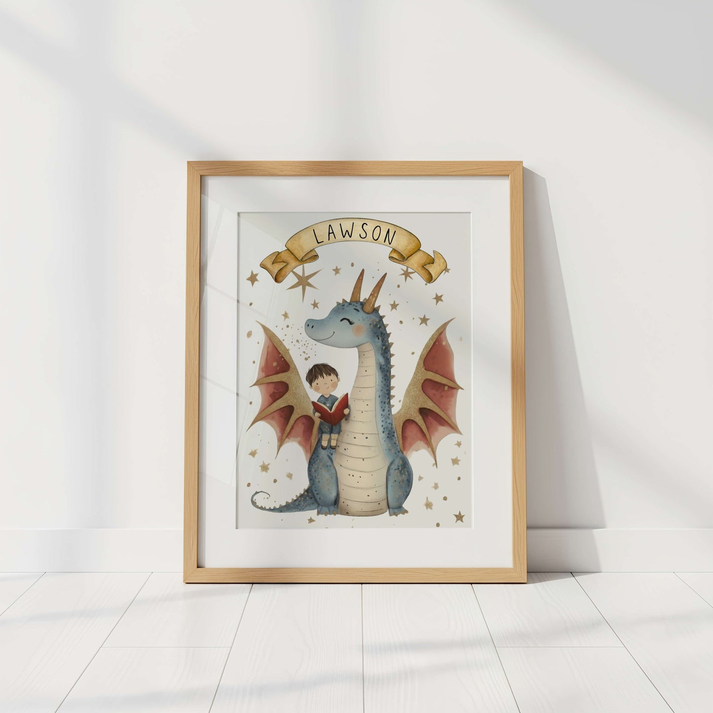 Personalised Dragon and Boy Print | Unframed