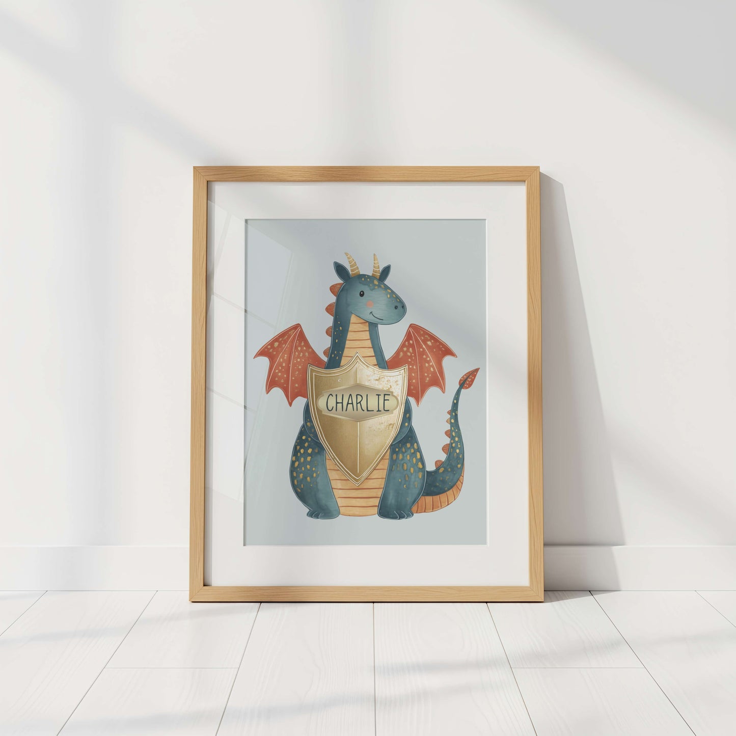 Personalised Blue Dragon Print  | Unframed