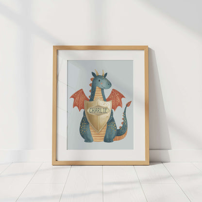 Personalised Blue Dragon Print  | Unframed