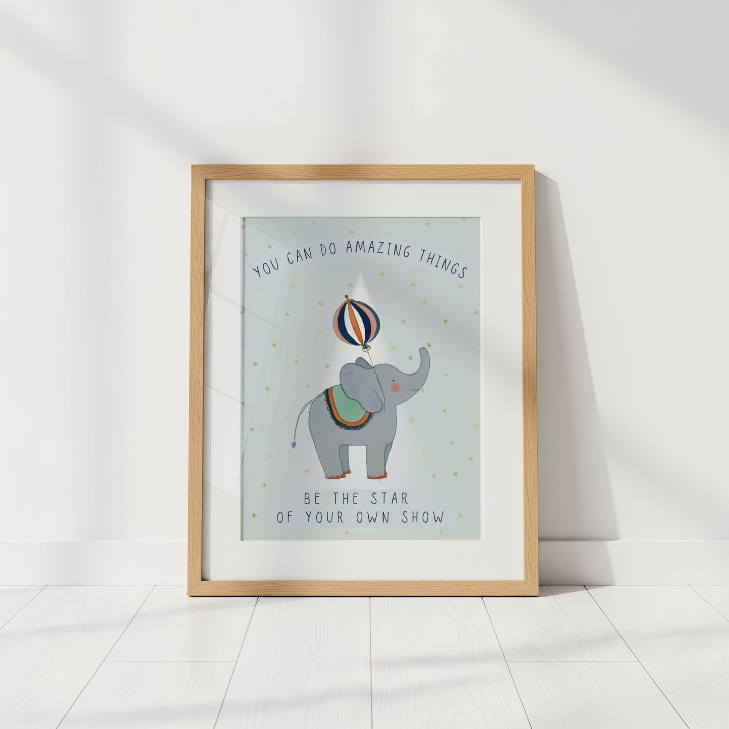 Personalised Blue Circus Wall Art Set of 3 for Siblings | Unframed
