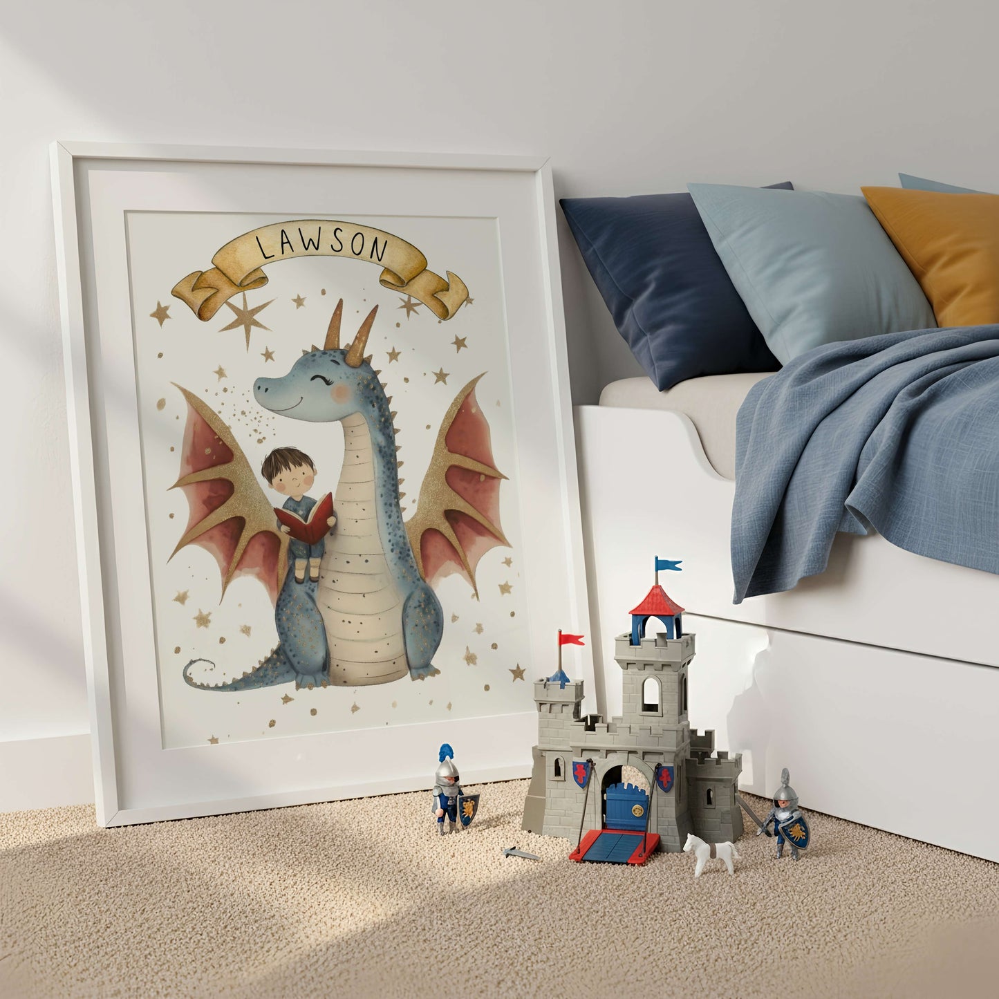Personalised Dragon and Boy Print | Unframed
