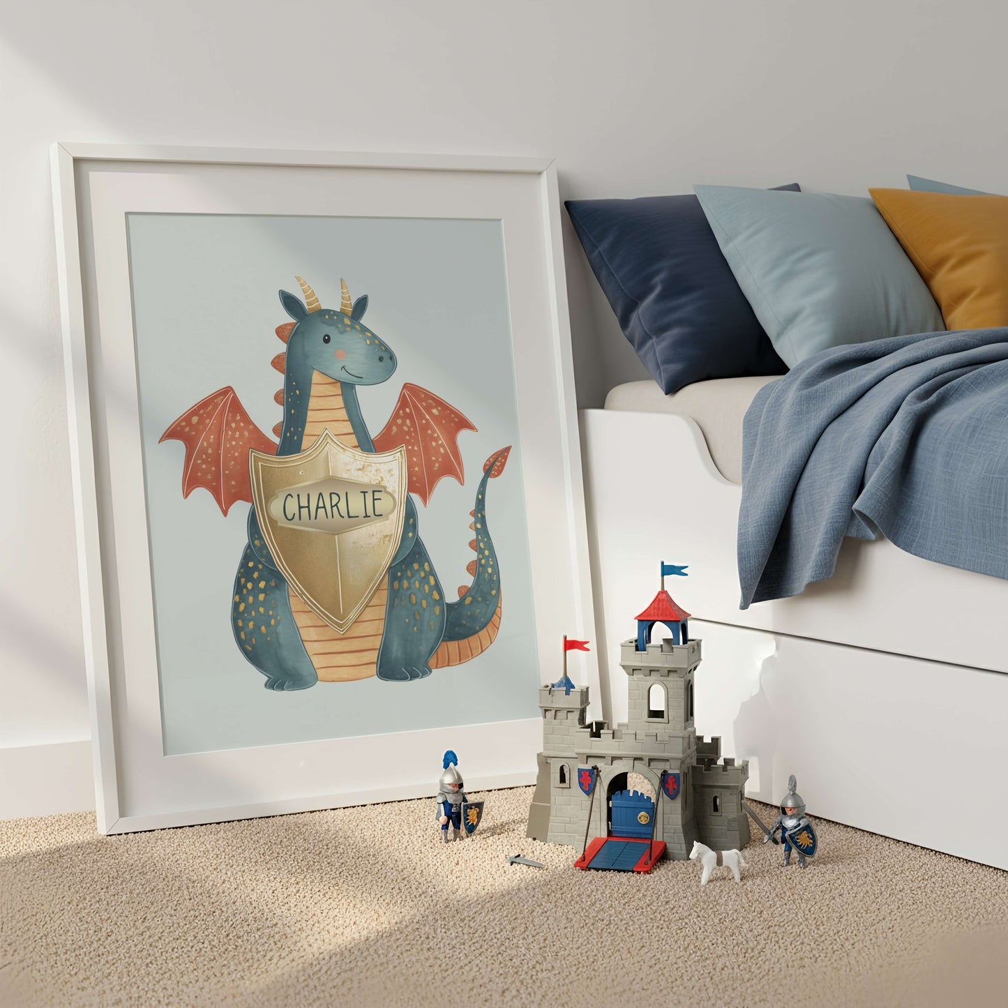 Personalised Blue Dragon Print  | Unframed
