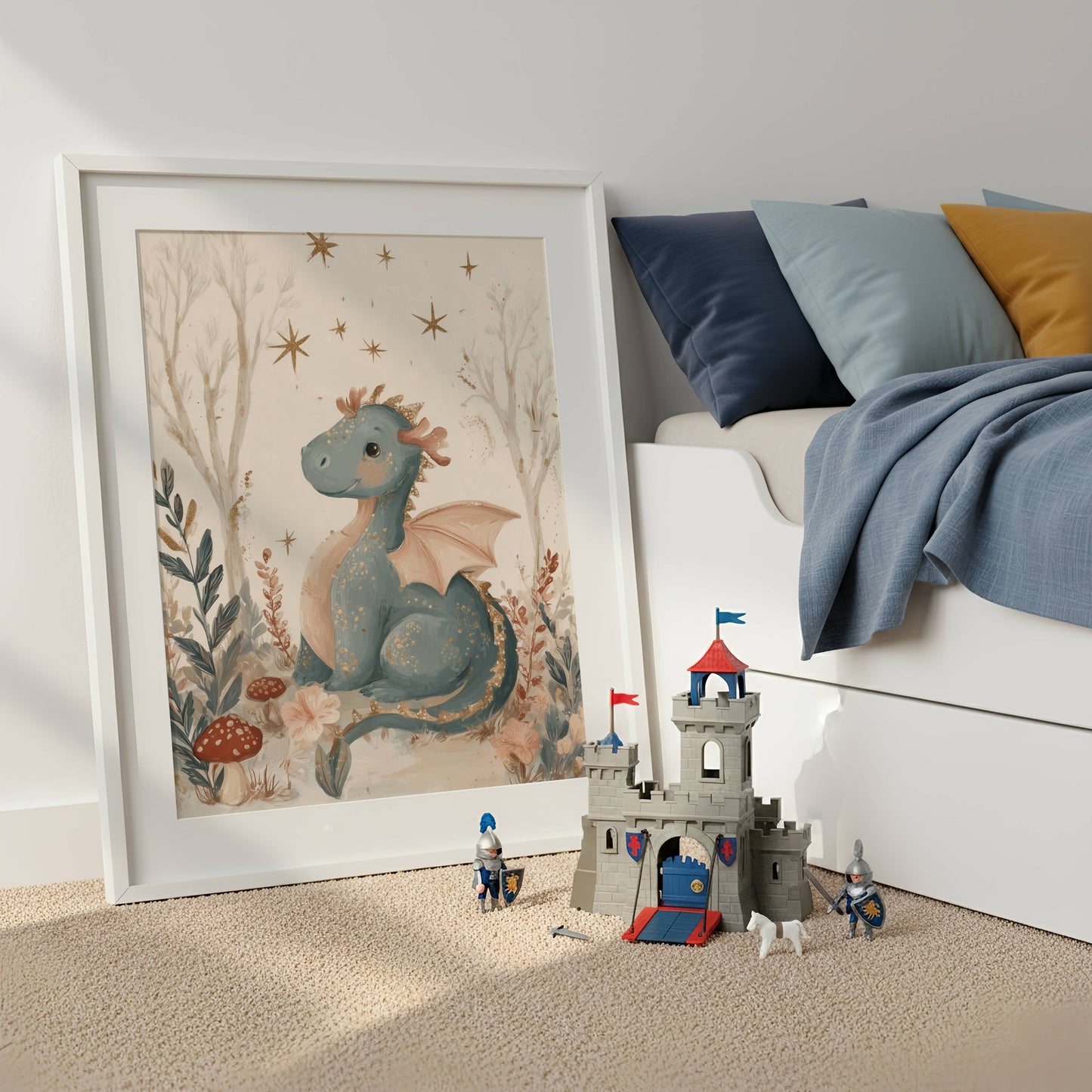 Woodland Baby Dragon Fantasy Print | Unframed