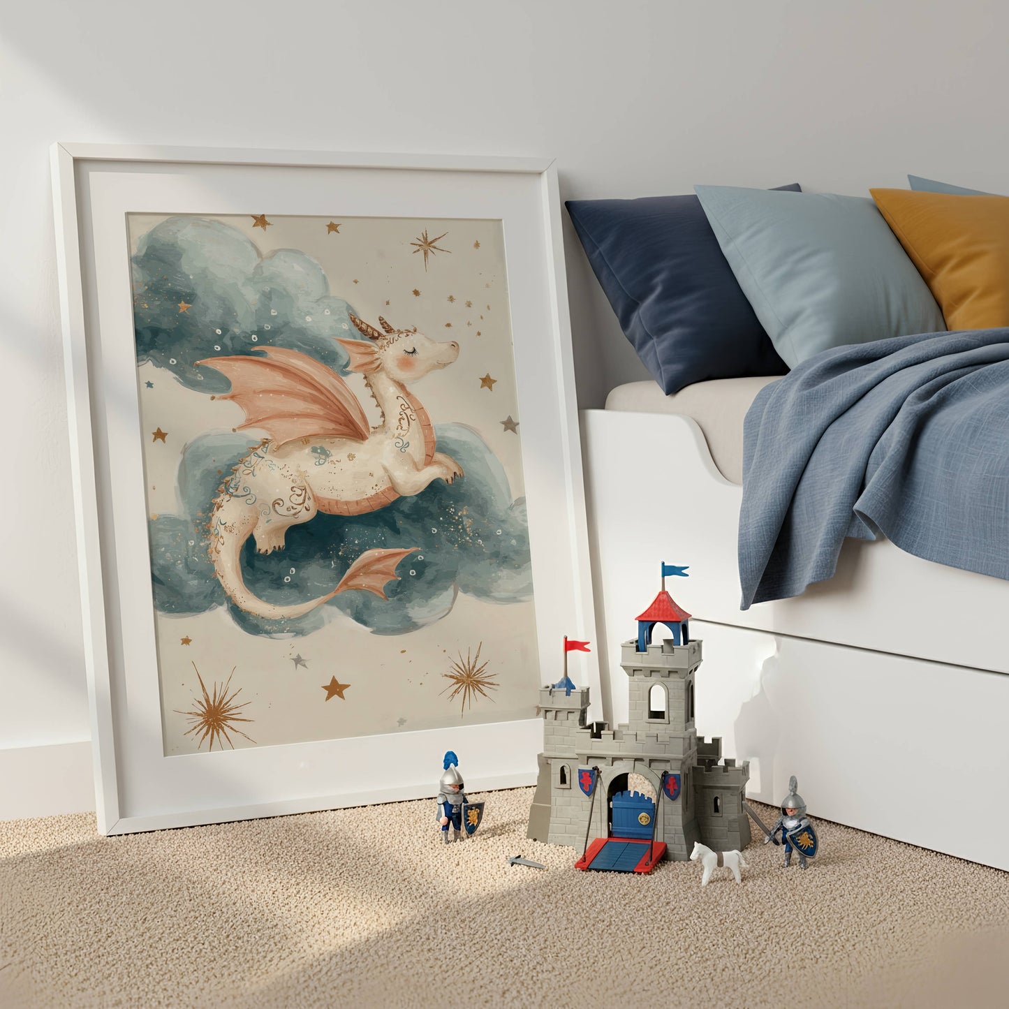 Sleeping Baby Dragon Cloud Print | Unframed