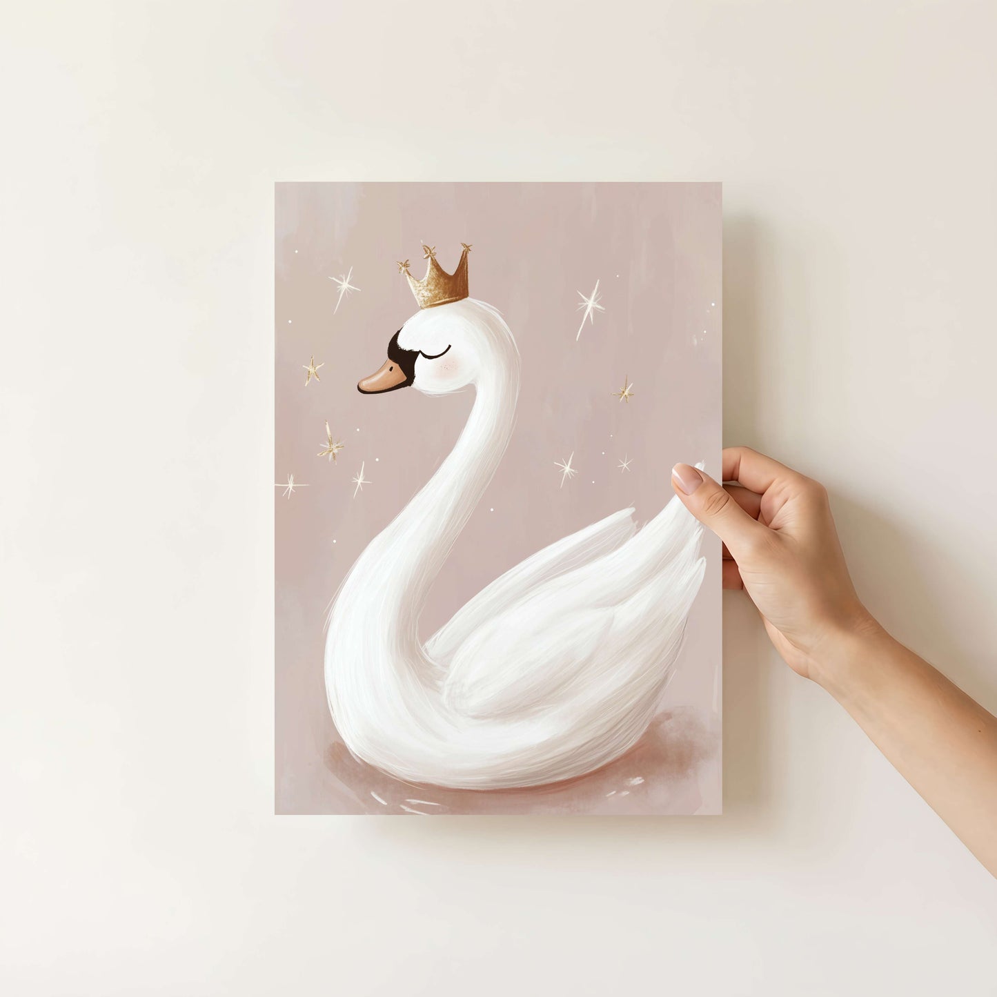Crowned Swan Wall Art Print | Unframed