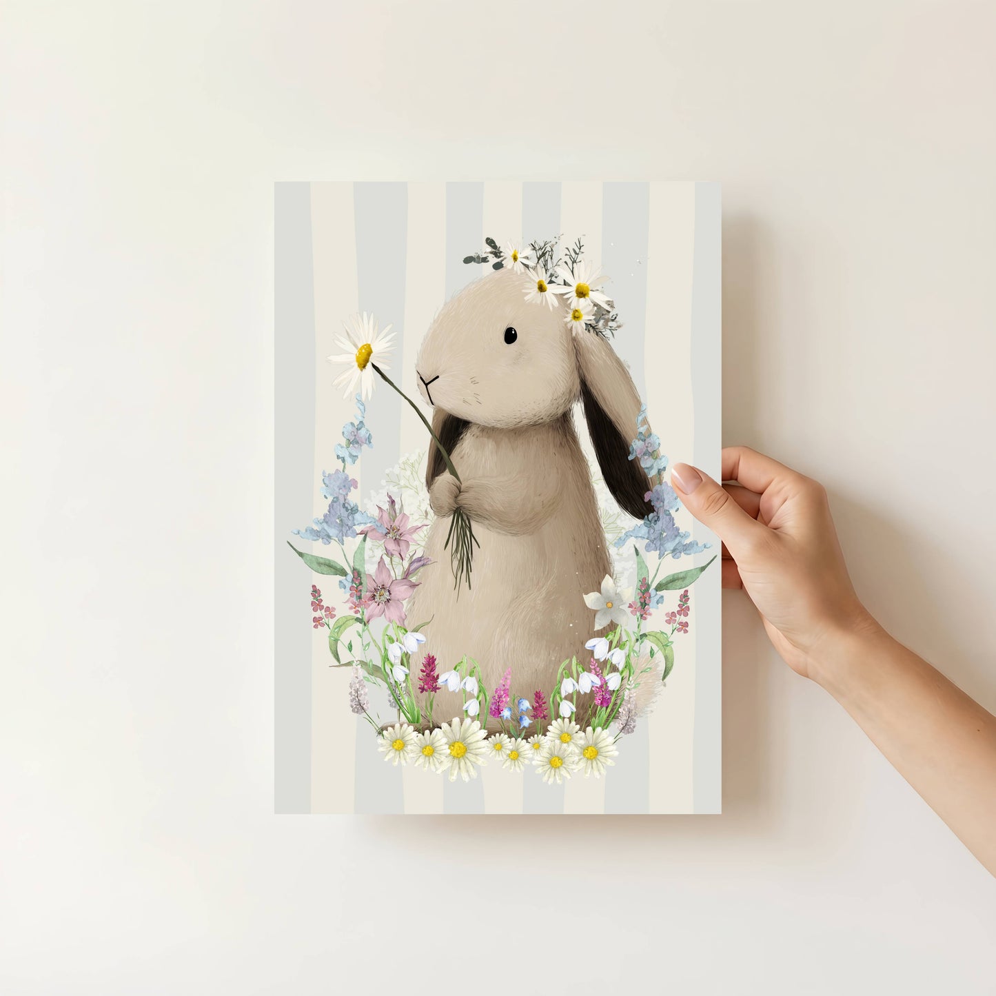 Spring Bunny Wall Art Print | Unframed