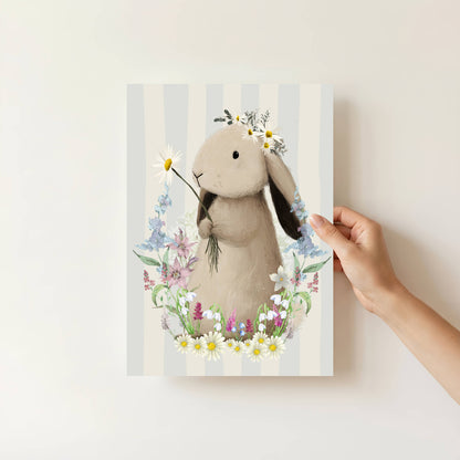 Spring Bunny Wall Art Print | Unframed