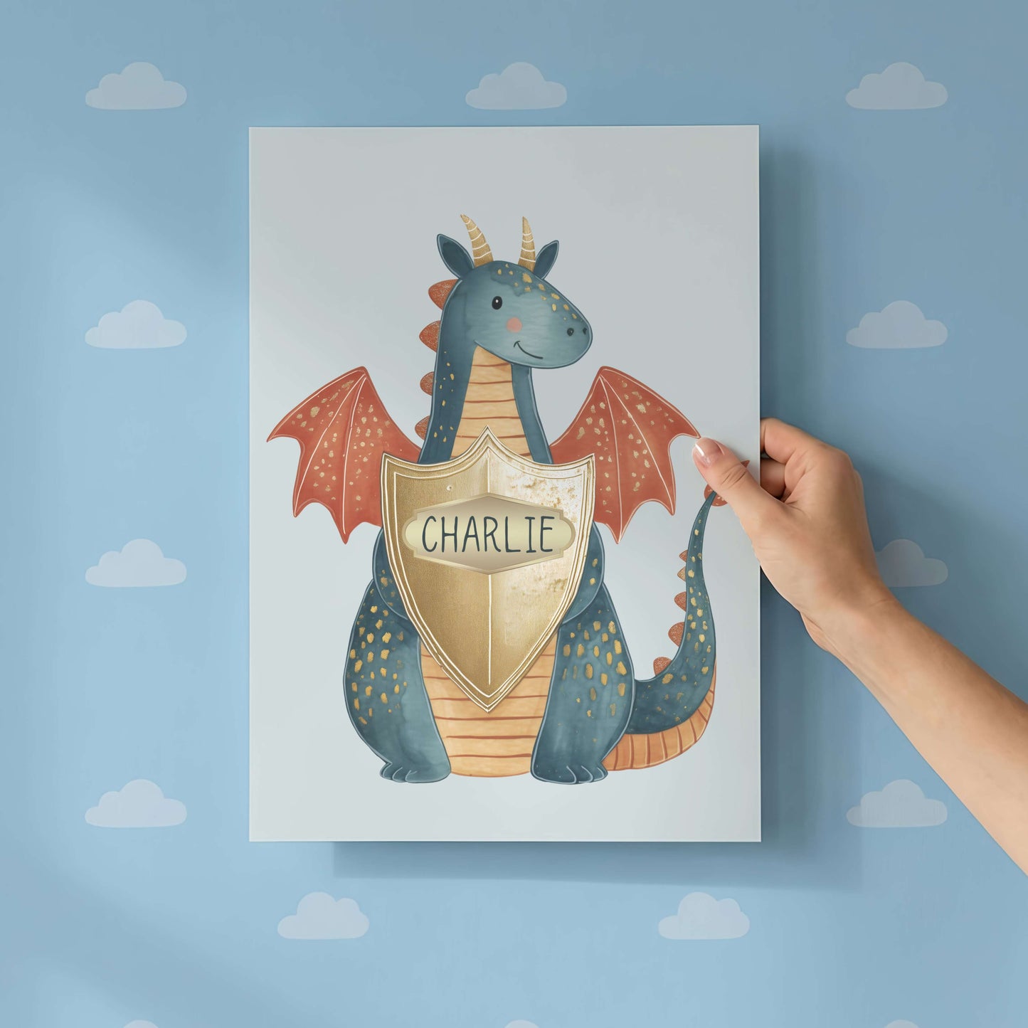 Personalised Blue Dragon Print  | Unframed