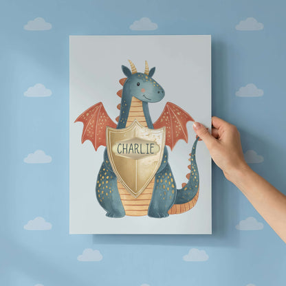 Personalised Blue Dragon Print  | Unframed