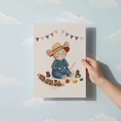 Little Builder Mouse Print | Unframed