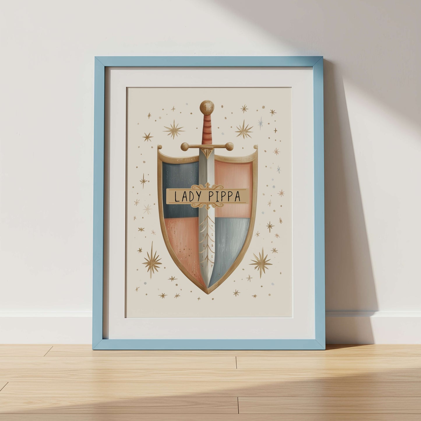 Girl Knight Personalised Shield  | Unframed