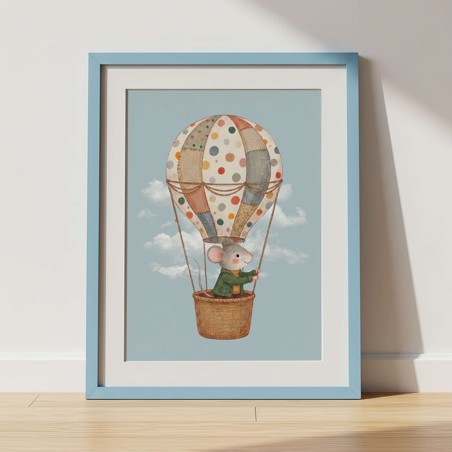 Hot Air Balloon Mouse Print | Unframed