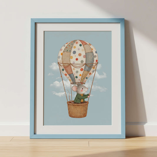 Hot Air Balloon Mouse Print | Unframed