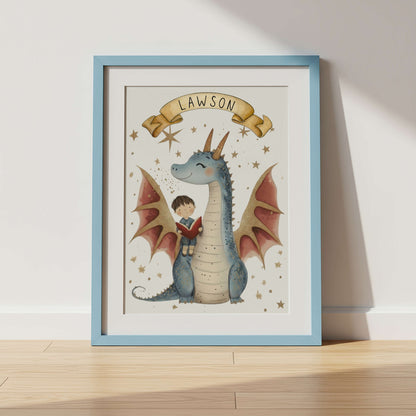 Personalised Dragon and Boy Print | Unframed