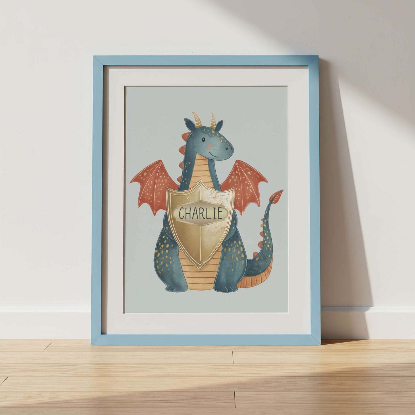 Personalised Blue Dragon Print  | Unframed
