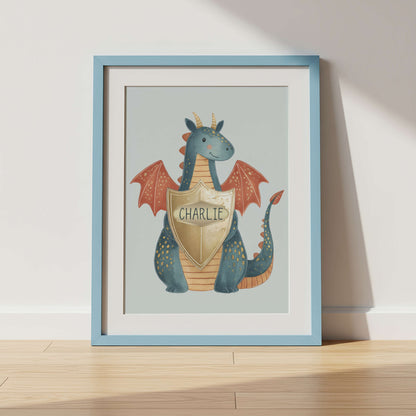 Personalised Blue Dragon Print  | Unframed