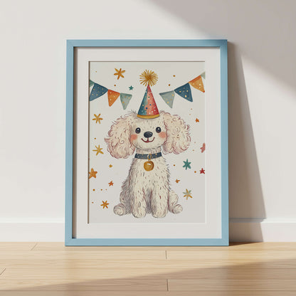 Poodle Puppy Wall Art Print | Unframed