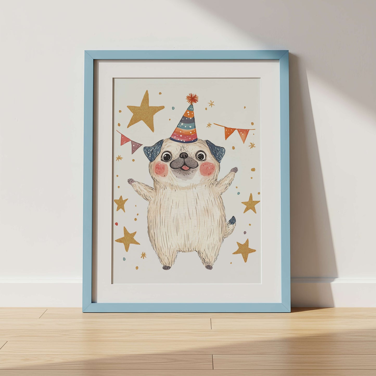 Pug Puppy Wall Art Print | Unframed
