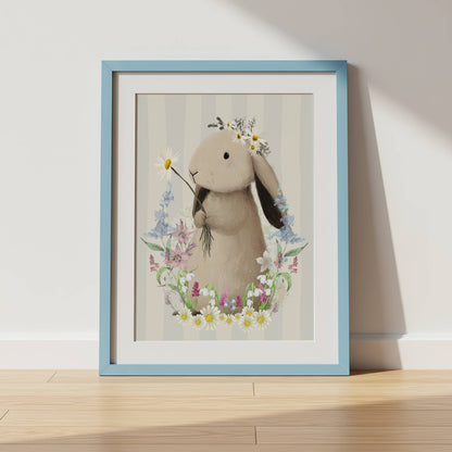 Spring Bunny Wall Art Print | Unframed
