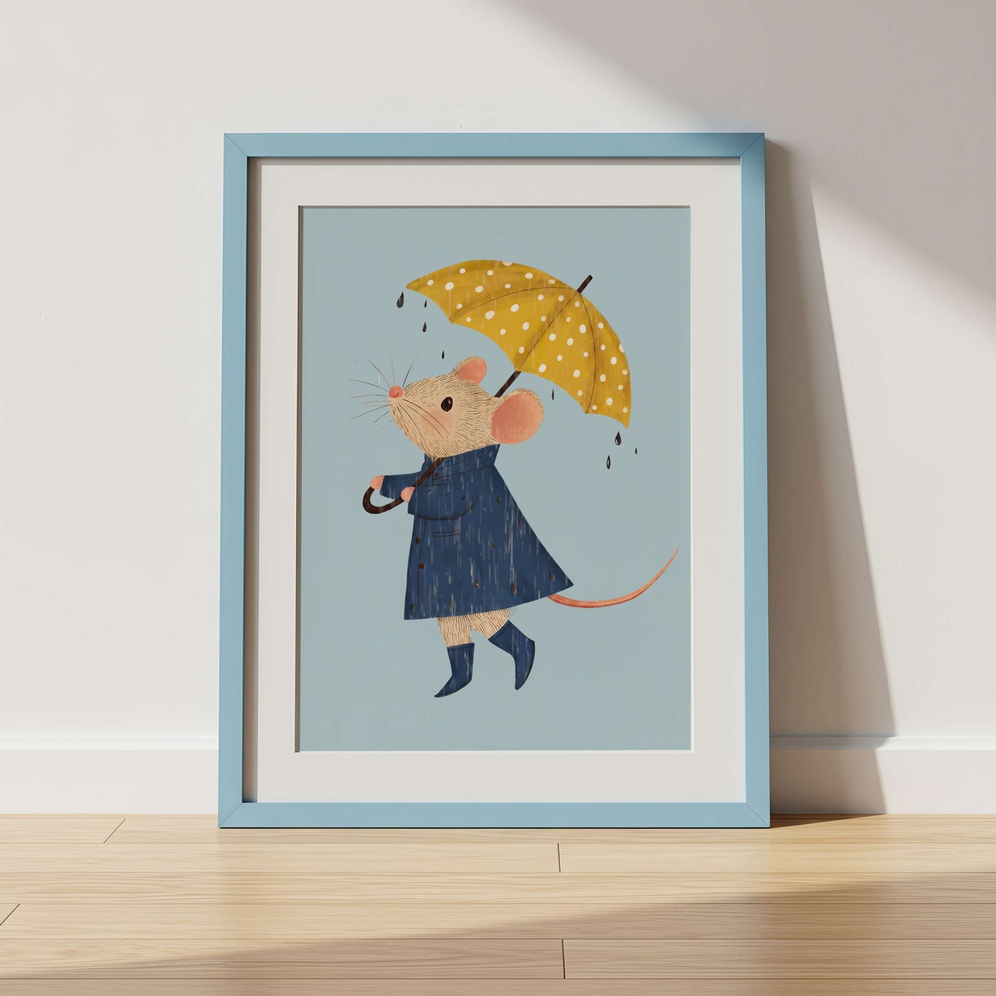 Rainy Day Boy Mouse Print  | Unframed