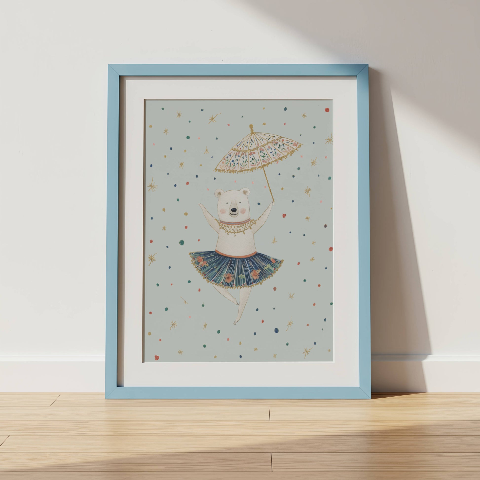 Blue Circus Nursery Wall Art — framed nursery print from the Blue Circus collection by Sarah Gallagher Design