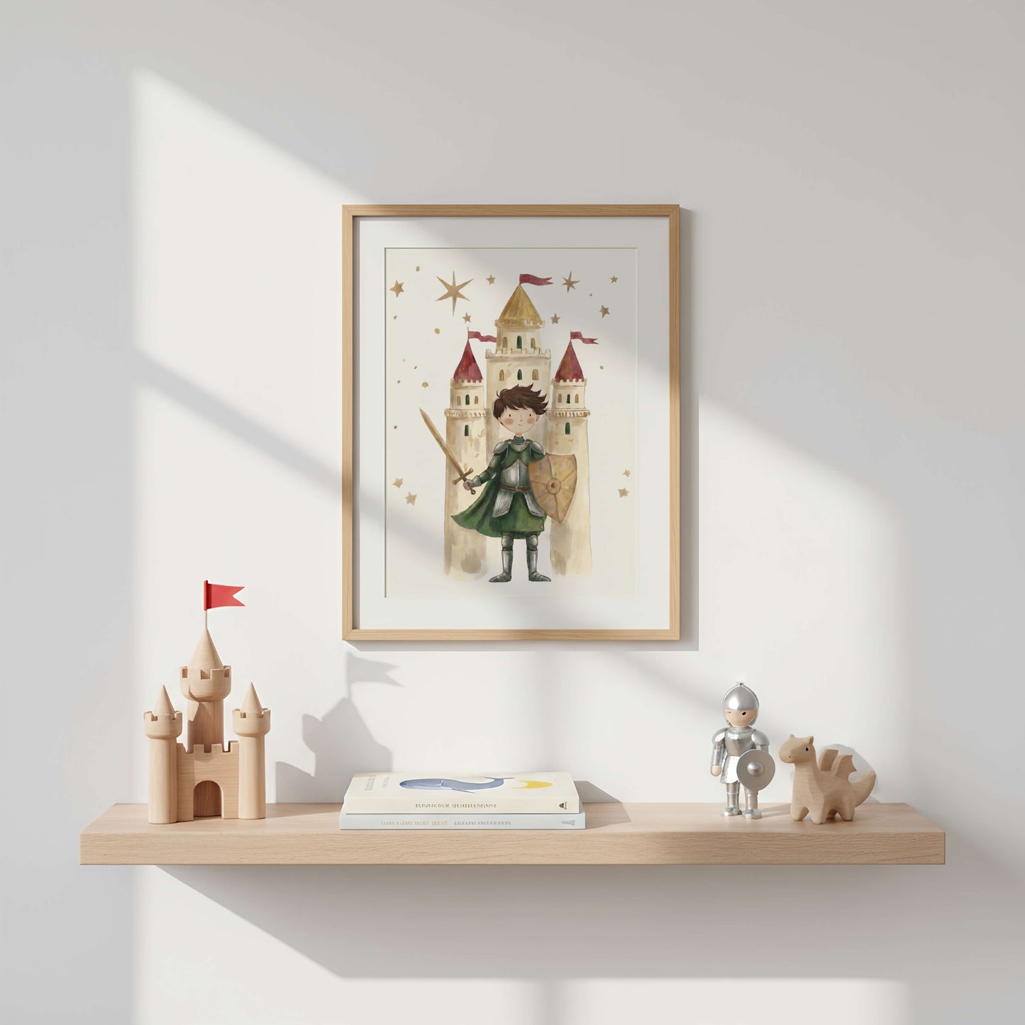 Personalised Dragon & Knight Nursery Print Set of 3 | Unframed