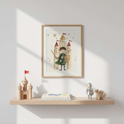 Personalised Dragon & Knight Nursery Print Set of 3 | Unframed