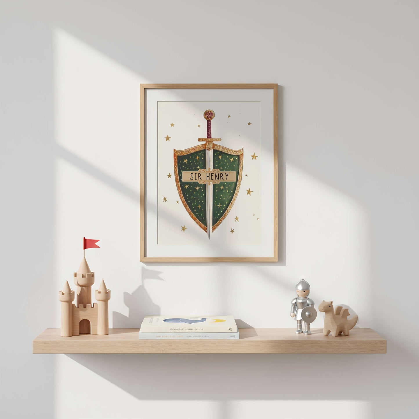 Personalised Dragon & Knight Nursery Print Set of 3 | Unframed