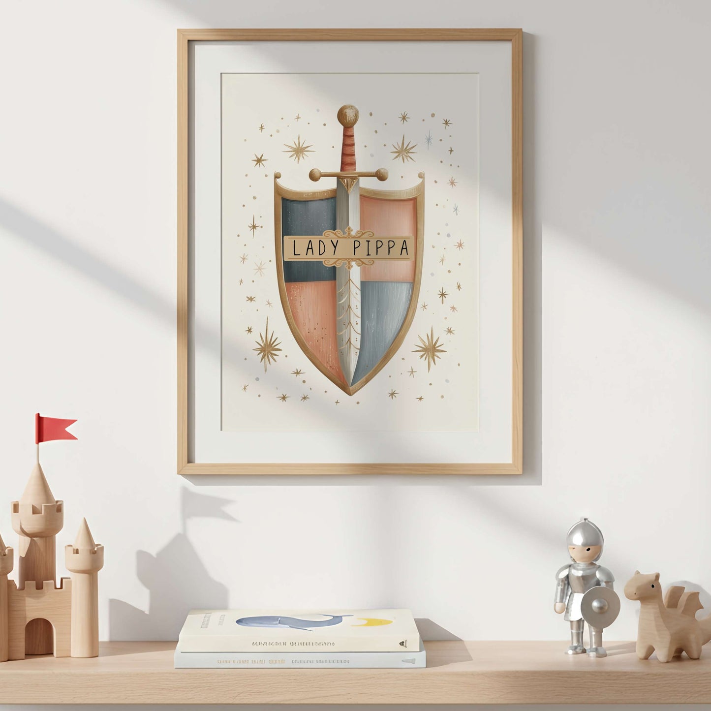Girl Knight Personalised Shield  | Unframed