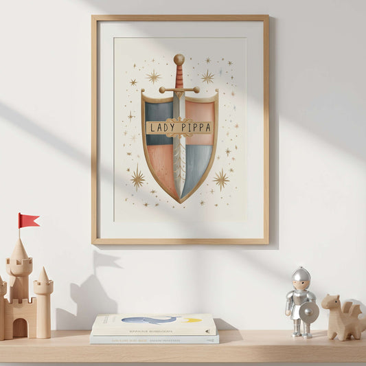 Girl Knight Personalised Shield  | Unframed