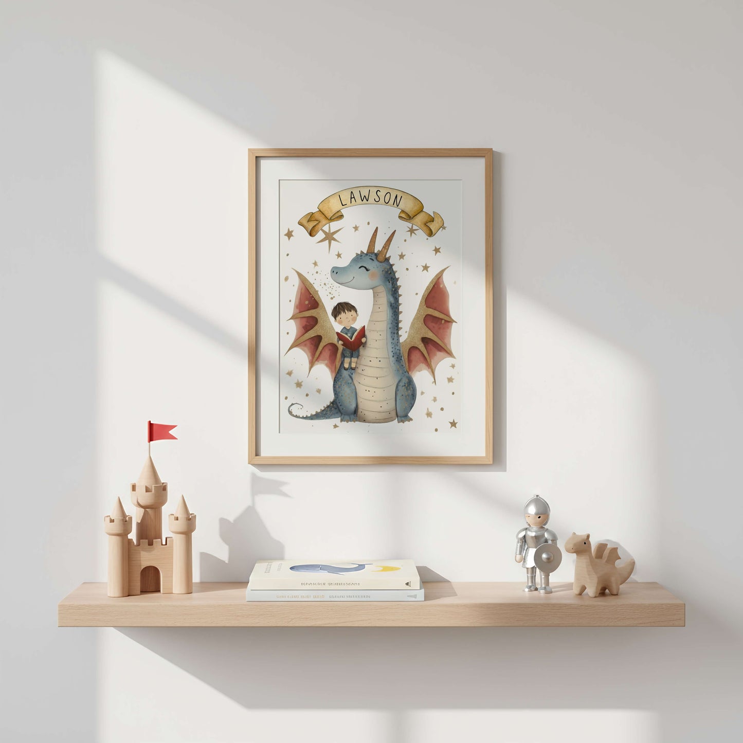 Personalised Dragon and Boy Print | Unframed