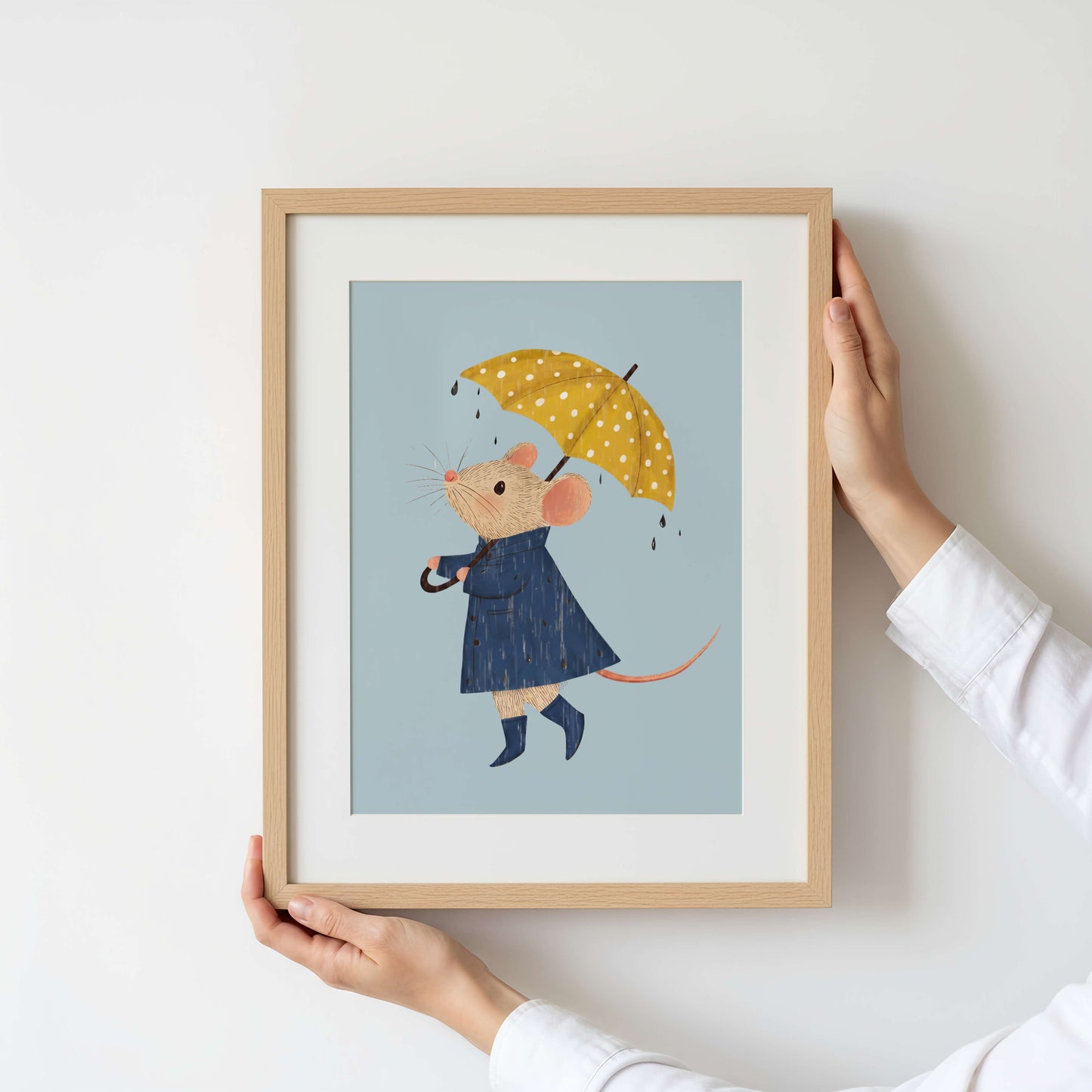 Rainy Day Boy Mouse Print  | Unframed
