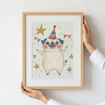 Pug Puppy Wall Art Print | Unframed