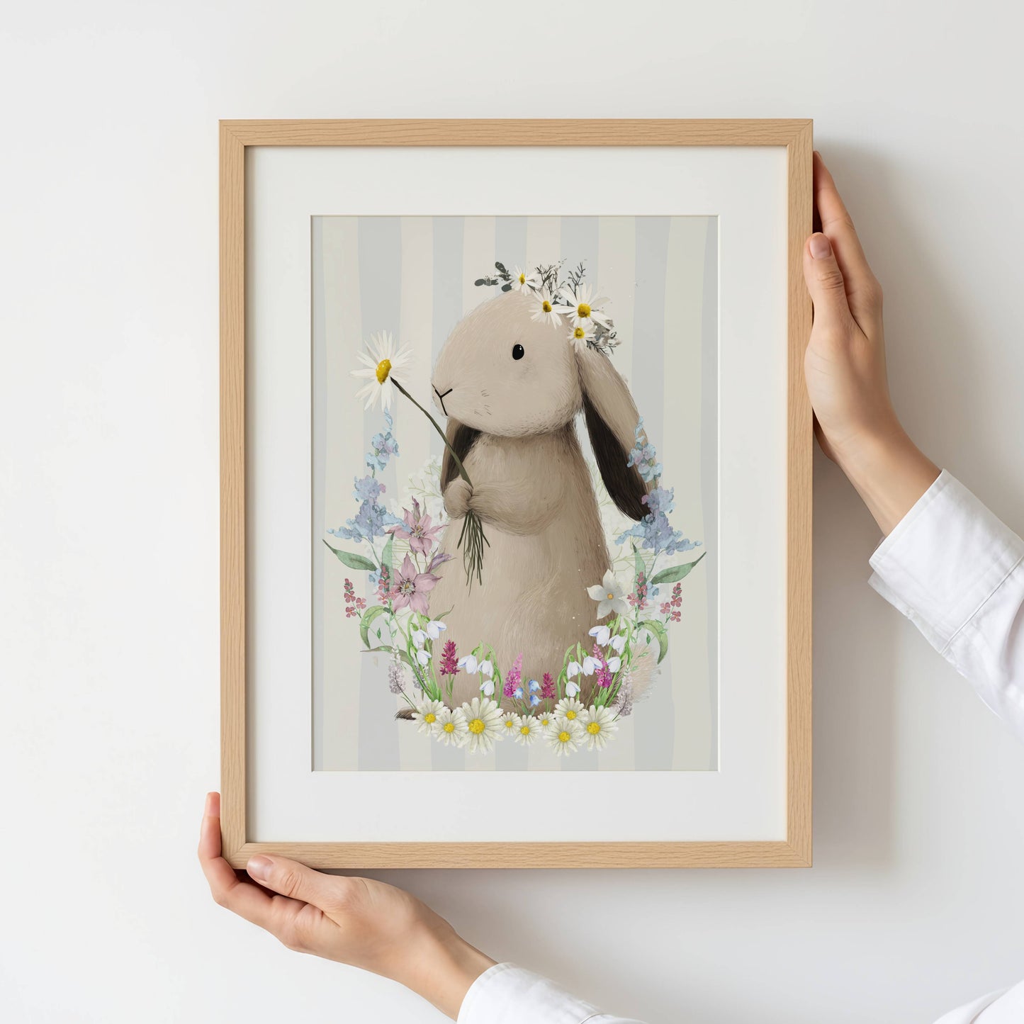Spring Bunny Wall Art Print | Unframed
