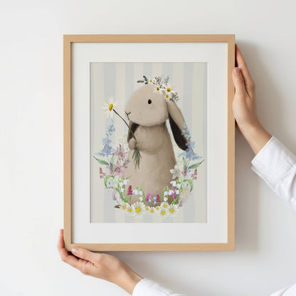Spring Bunny Wall Art Print | Unframed