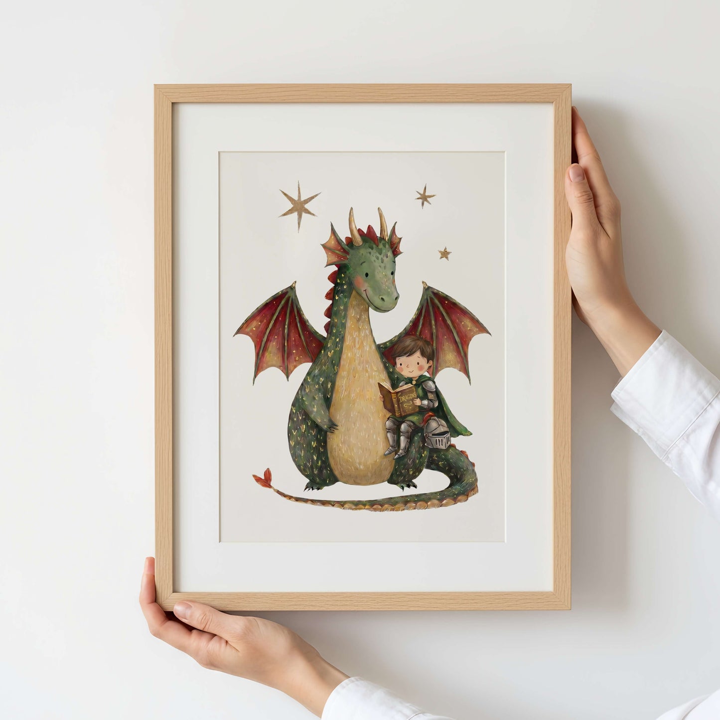 Personalised Dragon & Knight Nursery Print Set of 3 | Unframed