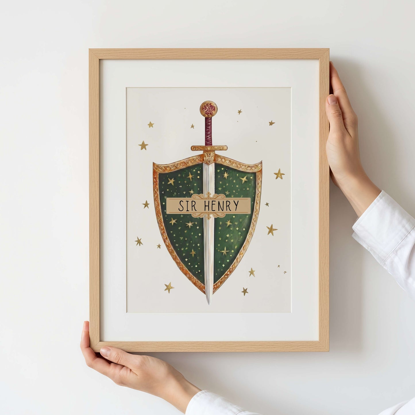 Personalised Dragon & Knight Nursery Print Set of 3 | Unframed