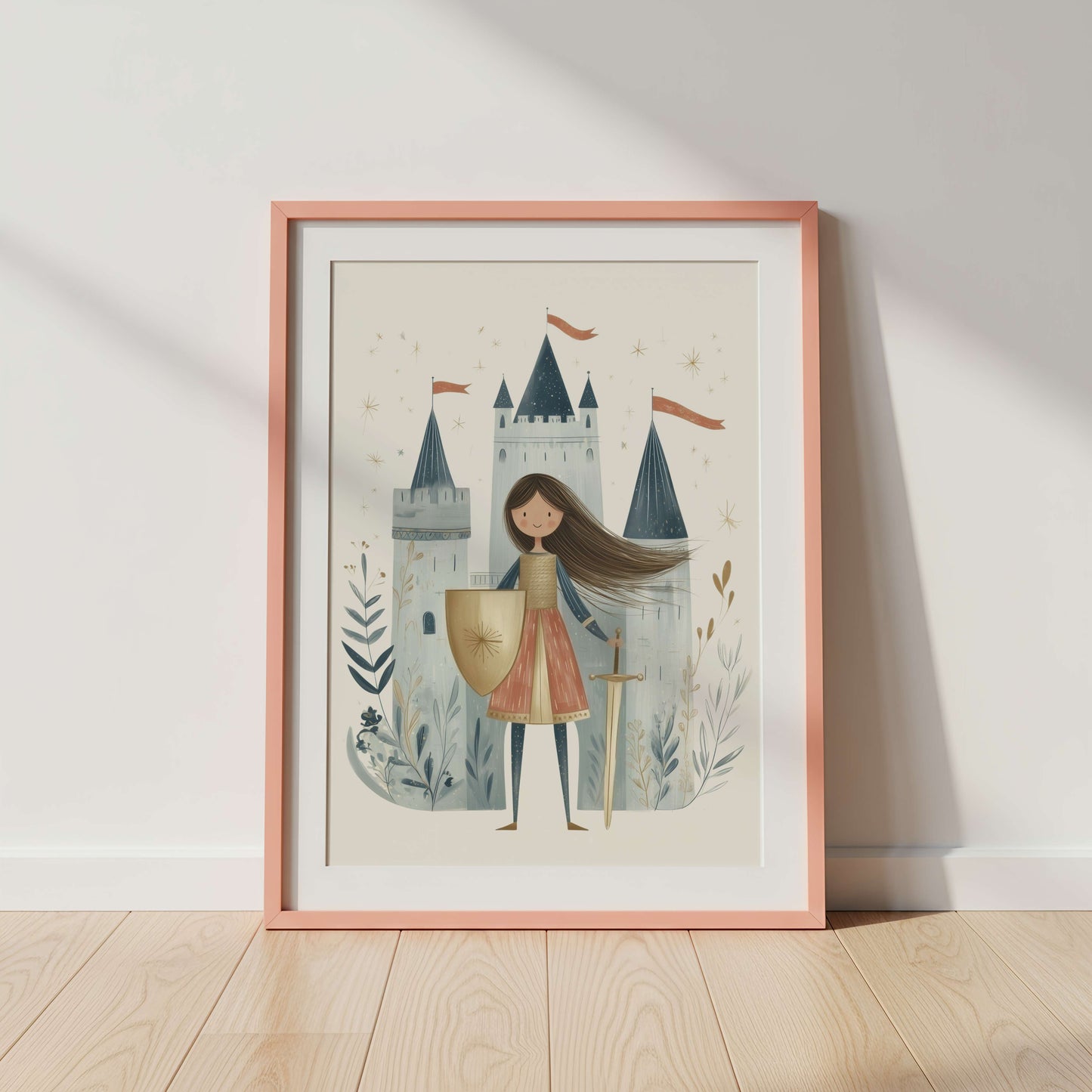 Personalised Dragon and Girl Knight Wall Art Set of 3 | Unframed