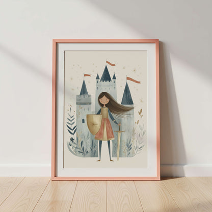 Personalised Dragon and Girl Knight Wall Art Set of 3 | Unframed